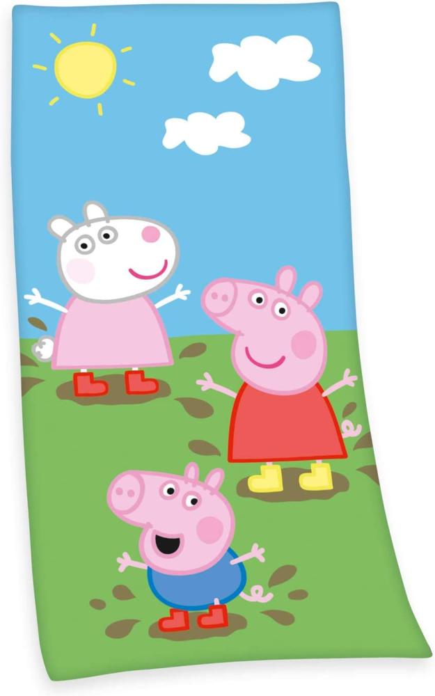 Herding Peppa Pig Velourstuch, Cotton, Mehrfarbig, 75 x 150 cm Bild 1