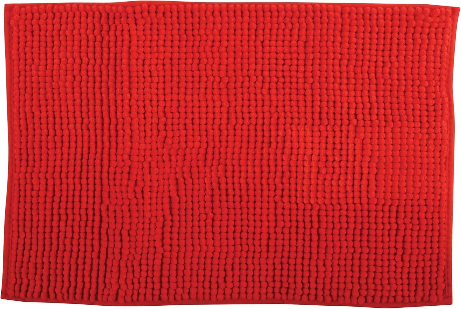 MSV Badteppich Badvorleger Duschvorleger Chenille Hochflor Badematte 50x80 cm – Rot Bild 1