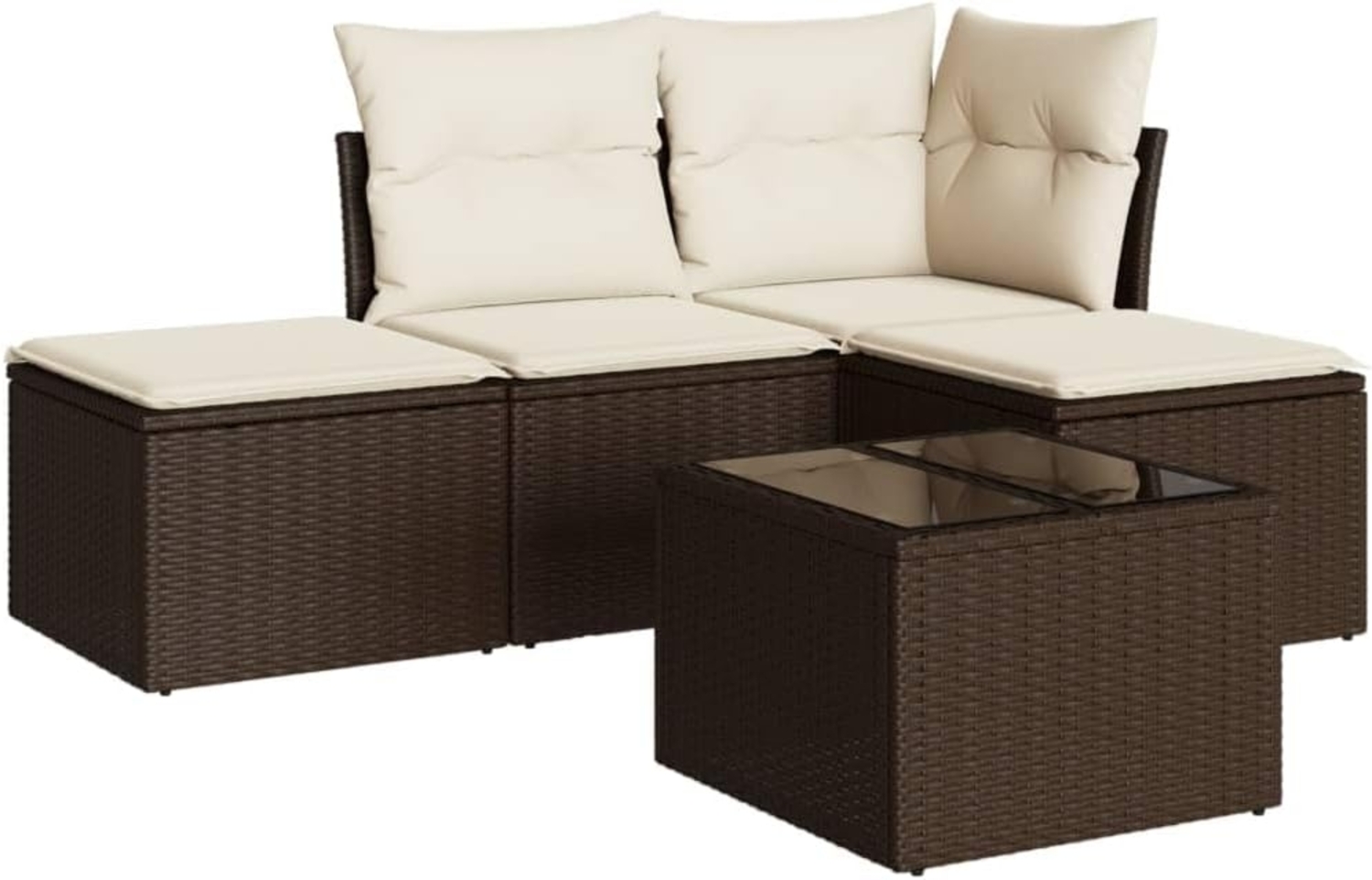 vidaXL 5-tlg. Garten-Sofagarnitur mit Kissen Braun Poly Rattan 3217493 Bild 1