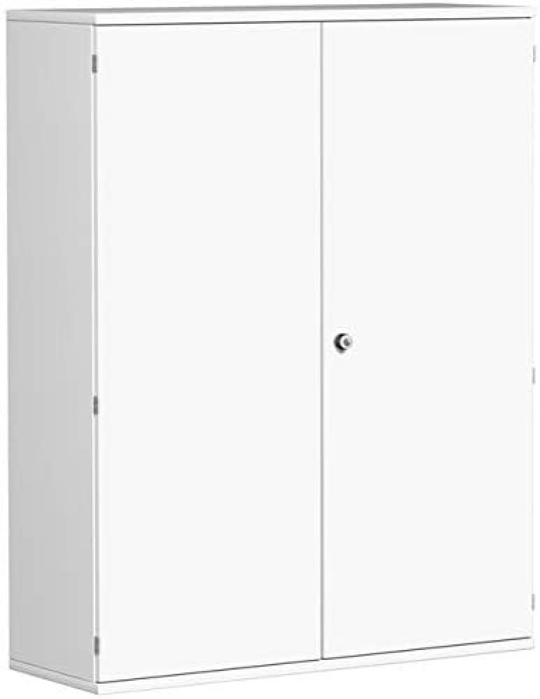 Flügeltürenschrank, 3 Dekor-Einlegeböden, 120x42x154cm, Weiß Bild 1