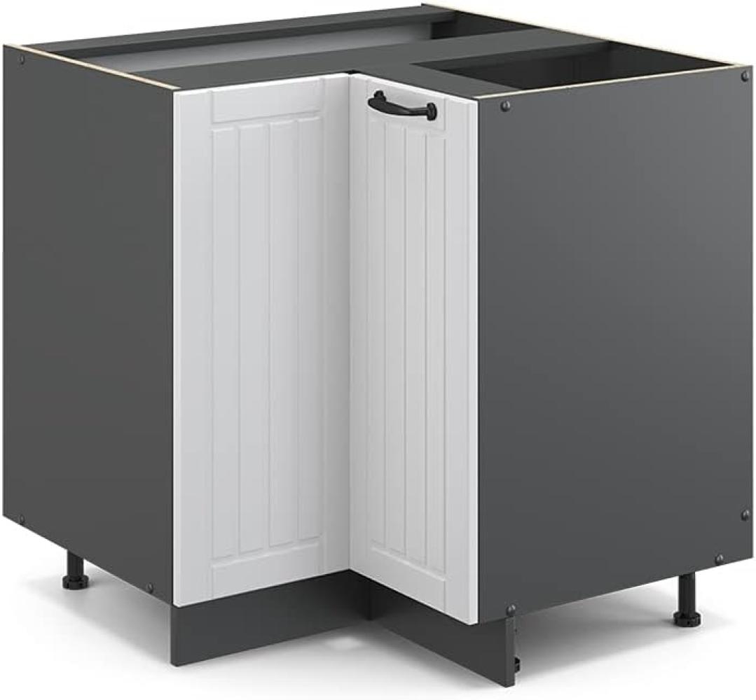 Vicco Eckschrank Fame-Line, Weiß Landhaus/Anthrazit, 80. 5 cm, AP Anthrazit Bild 1