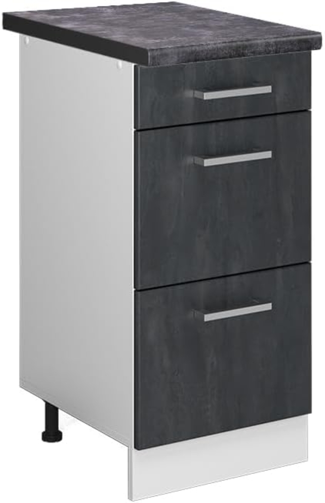 Vicco Küchenunterschrank R-Line, Schwarz Beton/Weiß, 40 cm AP Anthrazit Bild 1