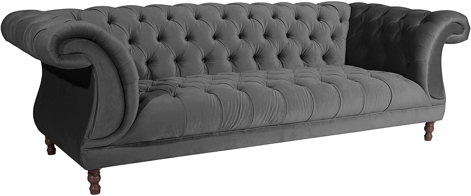 Ivette Sofa 3-Sitzer Samtvelours Anthrazit Buche Nussbaumfarben Bild 1