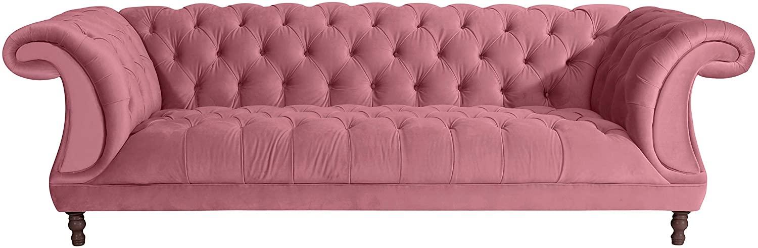 Ivette Sofa 3-Sitzer Samtvelours Rose Buche Nussbaumfarben Bild 1