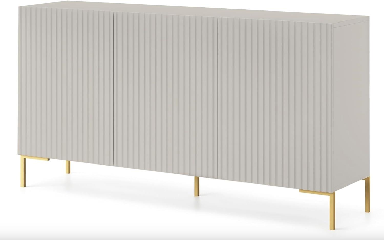 Selsey LAMMELO - Sideboard 3-türig mit Lamellenfront - 140 cm - Beige Bild 1