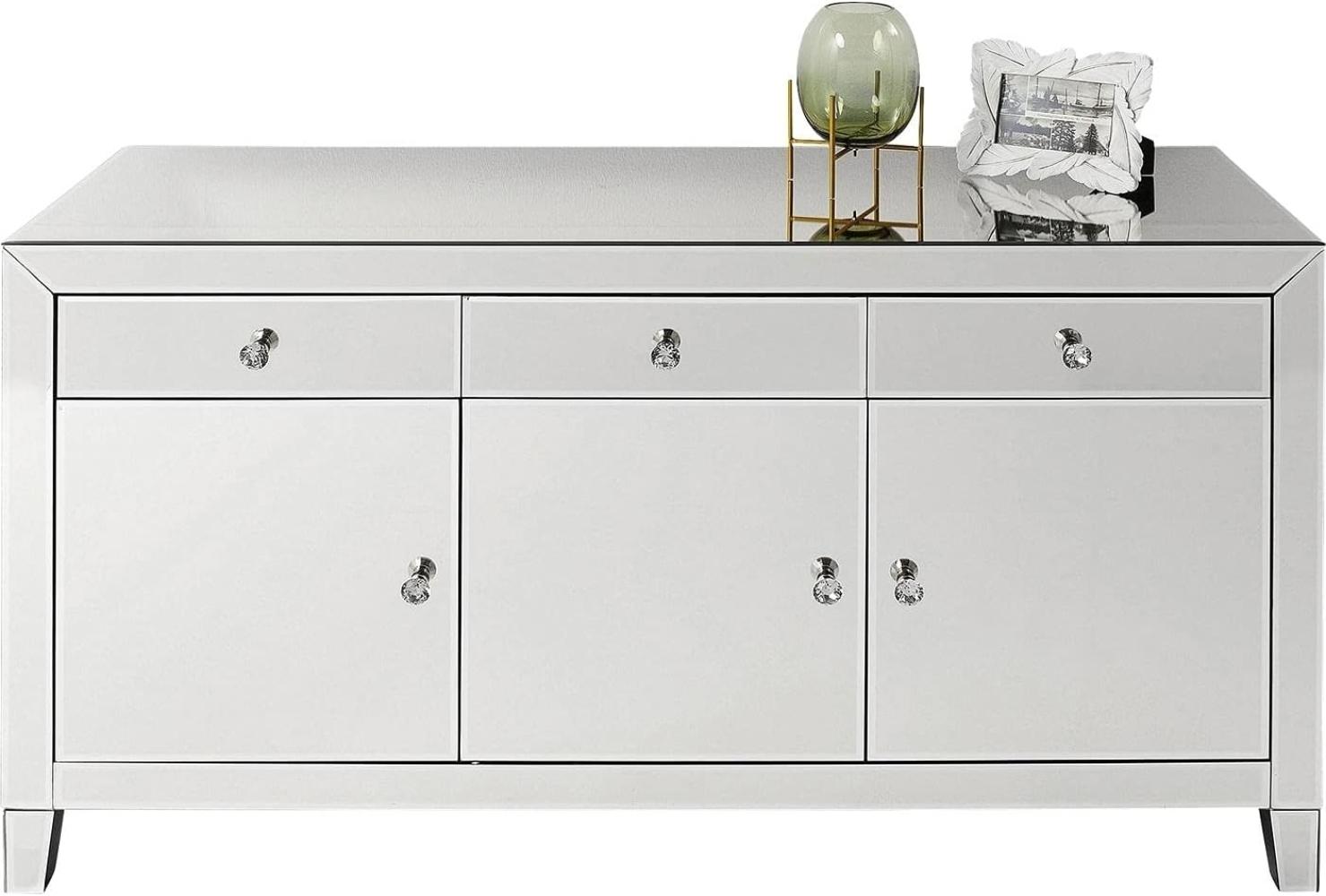 Kare Design Sideboard Luxury, verspiegeltes Sideboard mit Türen und Schubladen, in verschiedenen Ausführungen erhältlich (H/B/T) 77 x 140,5 x 45 cm, Silber Bild 1