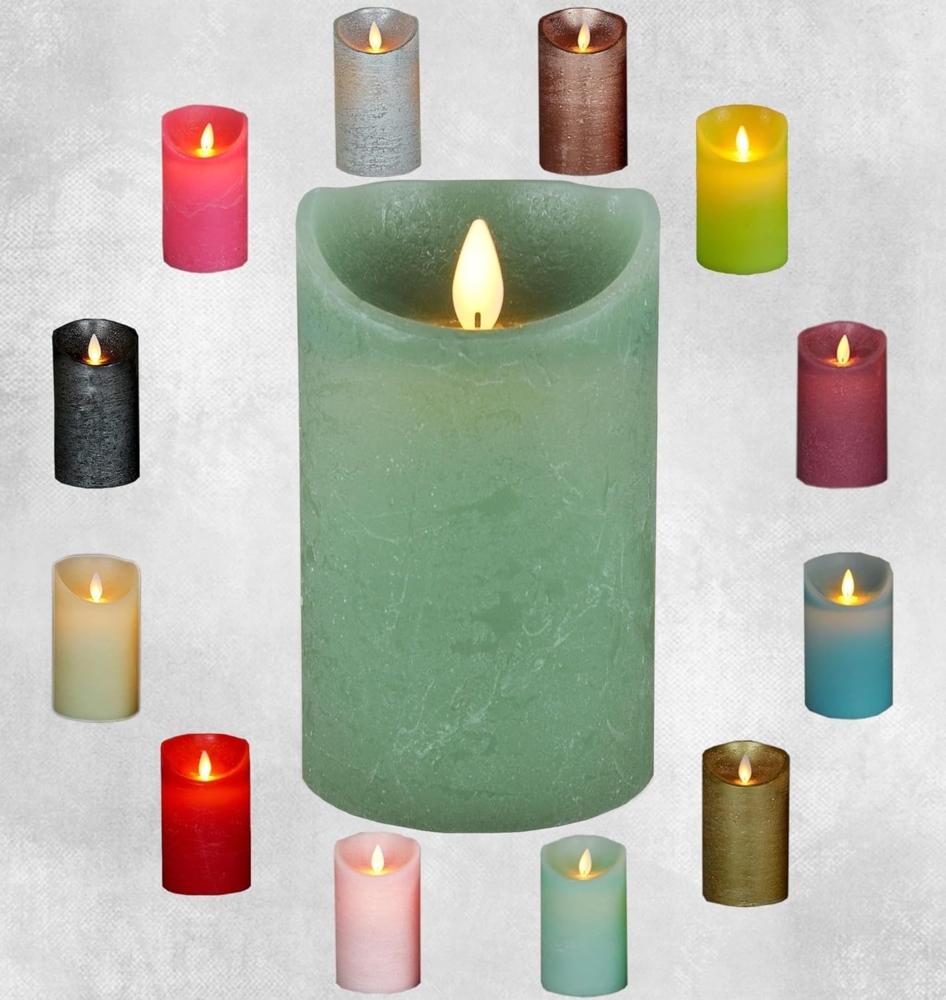 LED Echtwachskerze realistische Kerze viele Farben mit Timer flackender Docht Wachskerze Kerzen Batterie, Farbe:Jade Grün, Größe:10 cm Bild 1