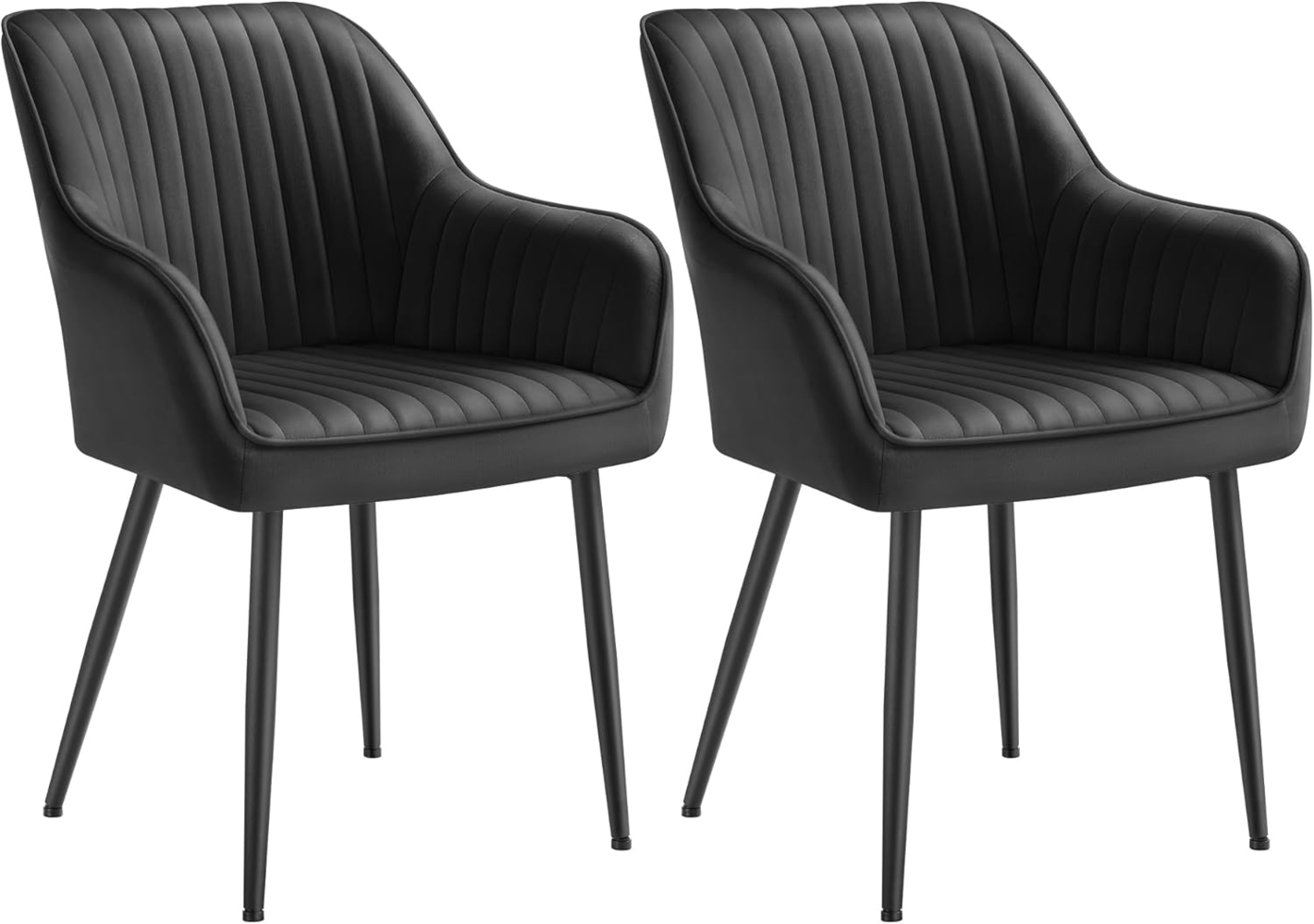 SONGMICS Esszimmerstuhl, 2er Set, Küchenstuhl, Sessel, Samt, Polsterstuhl mit Armlehnen, Loungesessel, bis 120 kg belastbar, Metallbeine, für Esszimmer, Küche, tintenschwarz LDC087B12 Bild 1