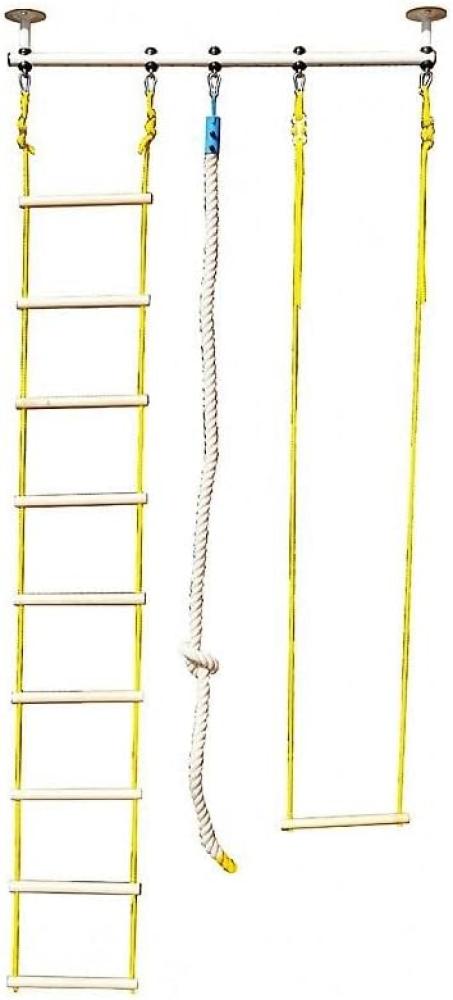 NiroSport Deckenhalterung Schaukel Schaukelhaken KinderSchaukel Babyschaukel L 104cm. inkl. Turnringe & Klettertau 3m Bild 1
