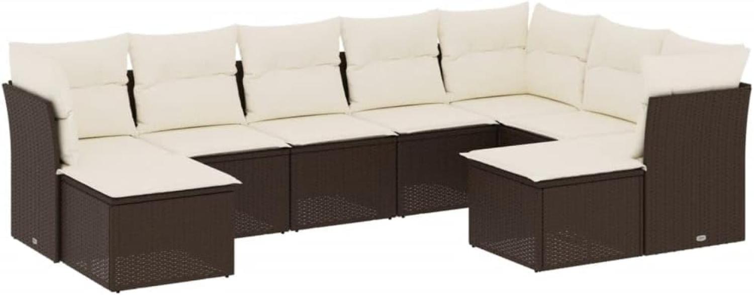 vidaXL 9-tlg. Garten-Sofagarnitur mit Kissen Braun Poly Rattan 3250412 Bild 1