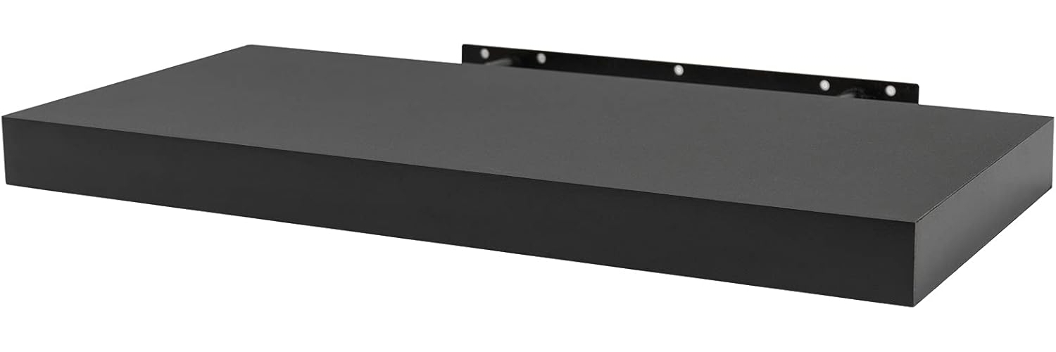 WOLTU Wandboard Wandregal CD DVD Regal Bücherregal Schweberegal Holz Board 110x22. 9x3. 8cm schwarz für Büro, Wohnzimmer, Schlafzimmer, Küche RG9316sz Bild 1