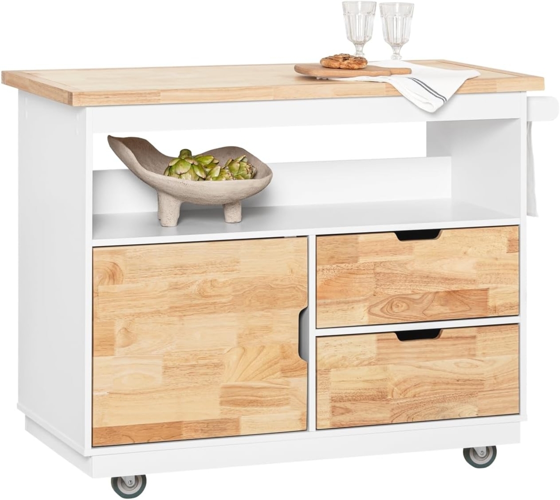 SoBuy Küchenwagen FKW107-II, mit Arbeitsplatte Kücheninsel Küchenschrank Sideboard Servierwagen Bild 1