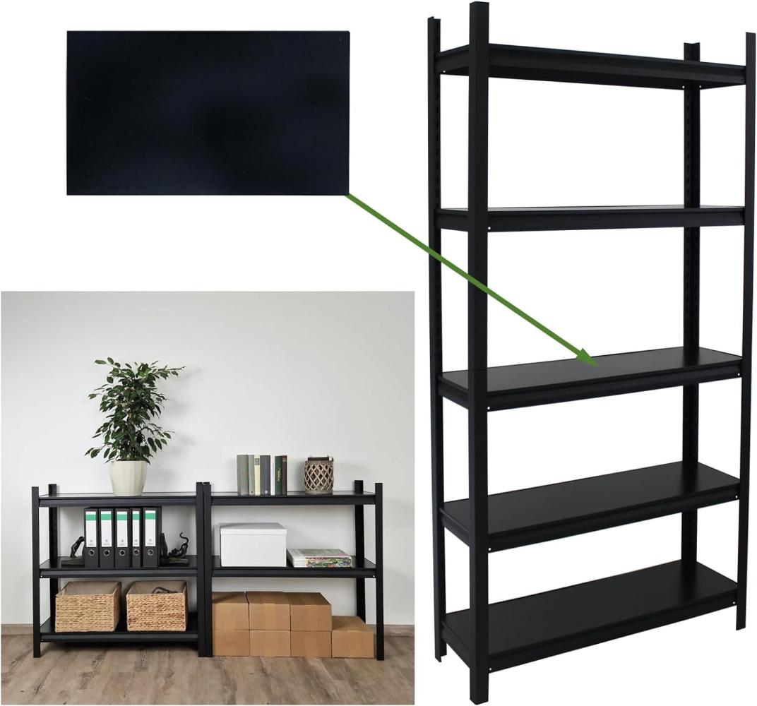 Wohnzimmerregal 180x90x30cm Stahl 600 kg Regalböden 8 mm schwarz matt Steckregal Schwerlastregal Bild 1
