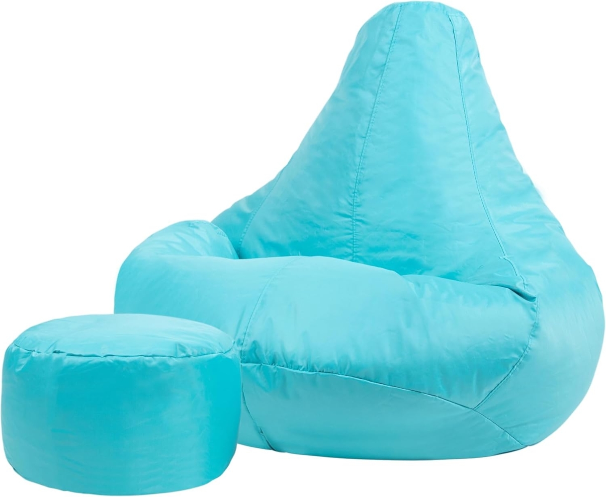 Bean Bag Bazaar Gaming Sitzsack „Recliner“, Gamer Sitzsack für Erwachsene und Kinder, Indoor Outdoor Sitzsack Sessel Gaming mit Füllung (Sitzsack + Hocker, Türkis) Bild 1