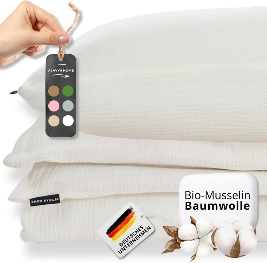 Alavya Home® Bettwäsche Musselin 135x200 mit Kissenbezug für Allergiker I GOTS zertifiziert, 100% Bio-Baumwolle, 4 teilig, Hypoallergen & Atmungsaktiv Bild 1