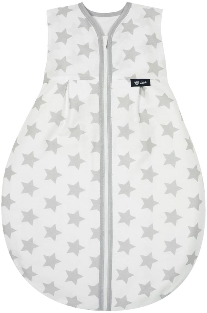 Alvi Kugelschlafsack Molton | Alvi Sommerschlafsack | Babyschlafsack ärmellos 100% Baumwolle | Unwattierter Alvi Außensack | Leichter Baumwoll-Schlafsack, Größe:90, Design:Stars silber Bild 1