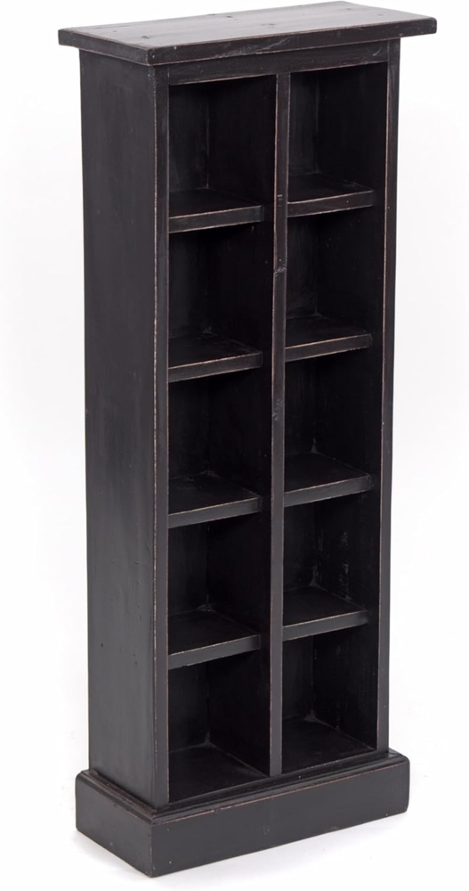 CD & Bücherregal NATURE Recyclingholz massiv, mit 10 Fächern 09 voodoo - schwarz Bild 1