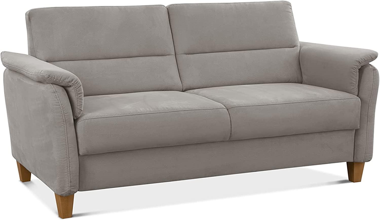 CAVADORE 3er-Sofa Palera mit Federkern / Kompakte Dreisitzer-Couch im Landhaus-Stil / passender Sessel und Hocker optional / 179 x 89 x 89 / Mikrofaser, Hellgrau Bild 1