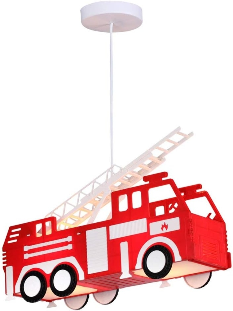 GLOBO LIGHTING Hängeleuchte, Leuchtmittel inklusive, Warmweiß, Farbwechsel, RGB LED Kinder Feuerwehr Auto Hänge Pendel Decken Bild 1