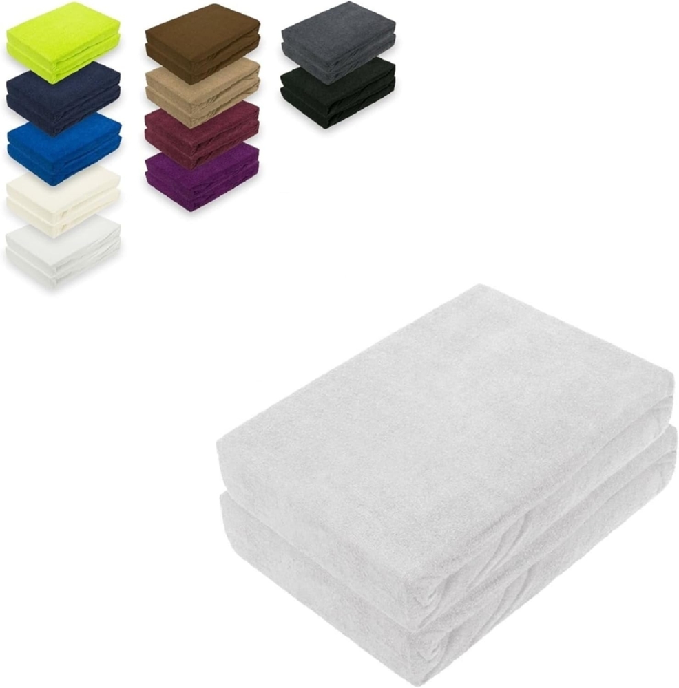 Frottee Spannbettlaken Doppelpack 140 - 160 x 200 cm Silber Bild 1