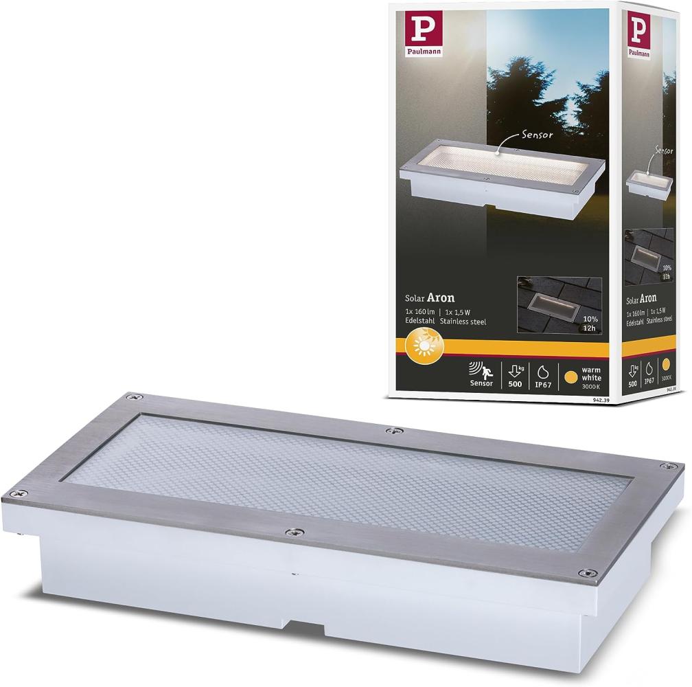 Paulmann No. 94239 Solar LED Bodeneinbauleuchte Aron 20x10 cm mit Bewegungsmelder Bild 1