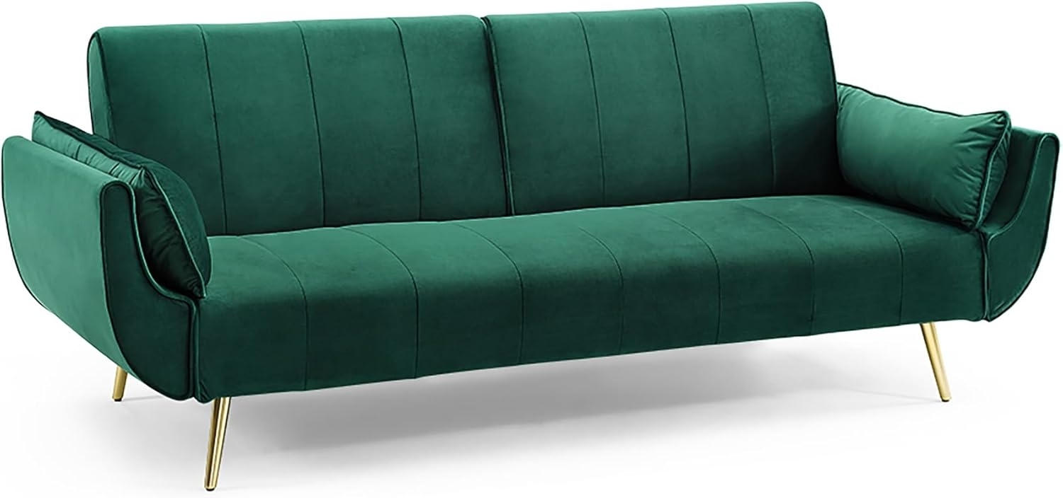 riess-ambiente Schlafsofa DIVANI 220cm smaragdgrün / gold, Einzelartikel 1 Teile, Wohnzimmer · Samt · 3-Sitzer · Couch mit Bettfunktion · Retro Design Bild 1