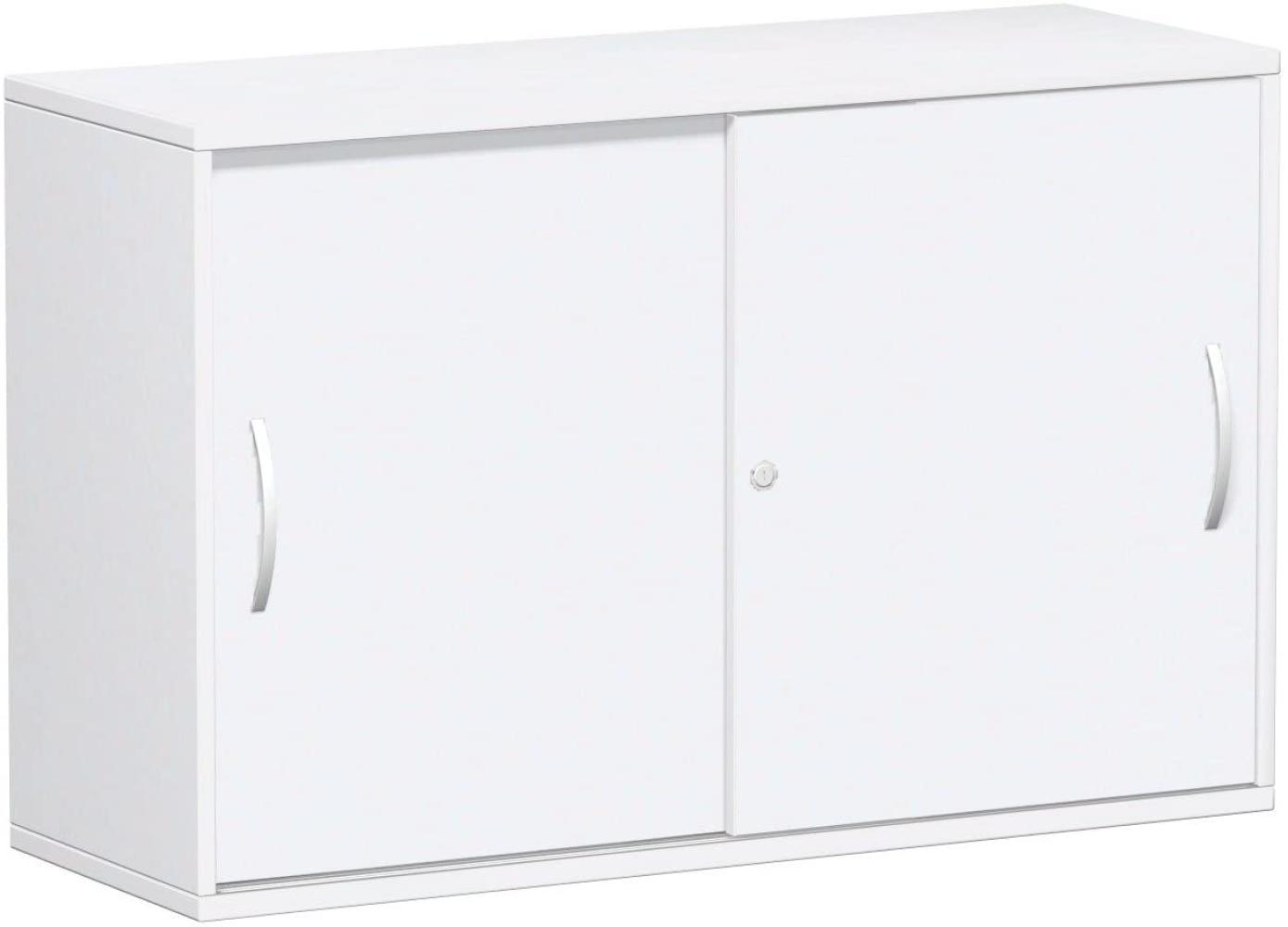 Schiebetürenschrank Oberboden 25 mm, 120x42x80cm, Weiß Weiß Bild 1