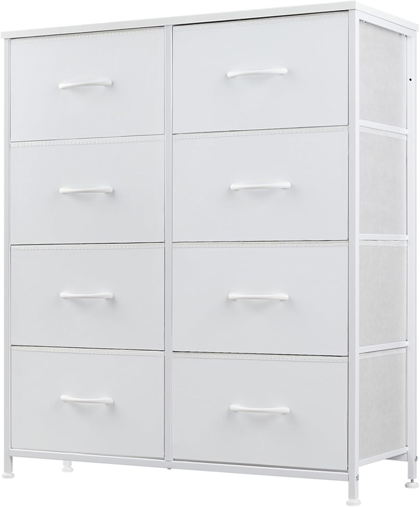 DUMOS Kommode für Schlafzimmer mit 8 Stoffschubladen, hohe Kommode Organizer für Kleidung, Schrank Kinderzimmer, Aufbewahrungsturm mit Schrank, Metallrahmen, Holzplatte, leichte Kinderzimmermöbel Bild 1