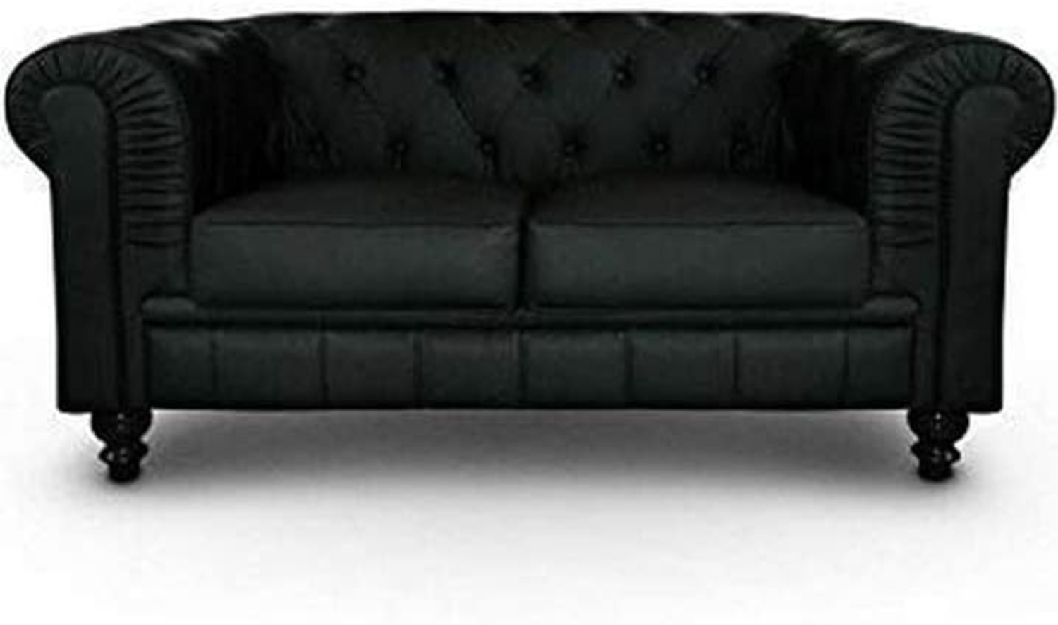 Menzzo Grand Canapé Chesterfield 2-Sitzer Sofa Schwarz Bild 1