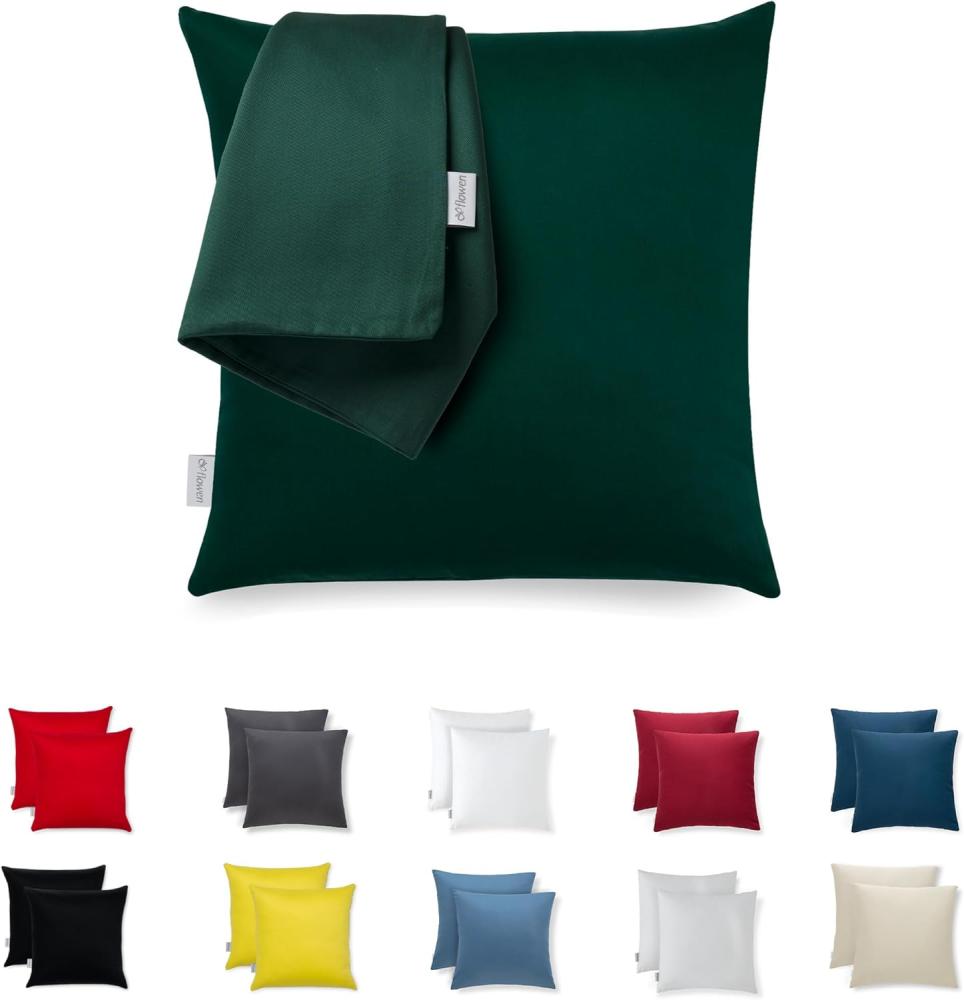 Kissenbezug 40x40 Mikrofaser Premium 2er Set Kissenhülle Deko für Kissen Sofa/Bett Stoff Superweicher Resistent Hypoallergen Anti-Milben Atmungsaktiv Kopfkissenbezug mit Verdecktem Zip Voll Waschbar Bild 1