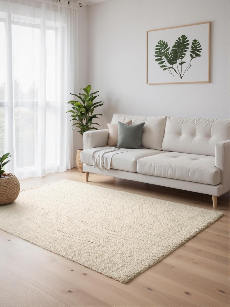 ELLE DECORATION Wollteppich Majoli, auch als Läufer, rechteckig, Höhe: 10 mm, Herringbone, Wolle, Jute, Natur, Wohnzimmer, Schlafzimmer, Boho,Skandi Bild 1