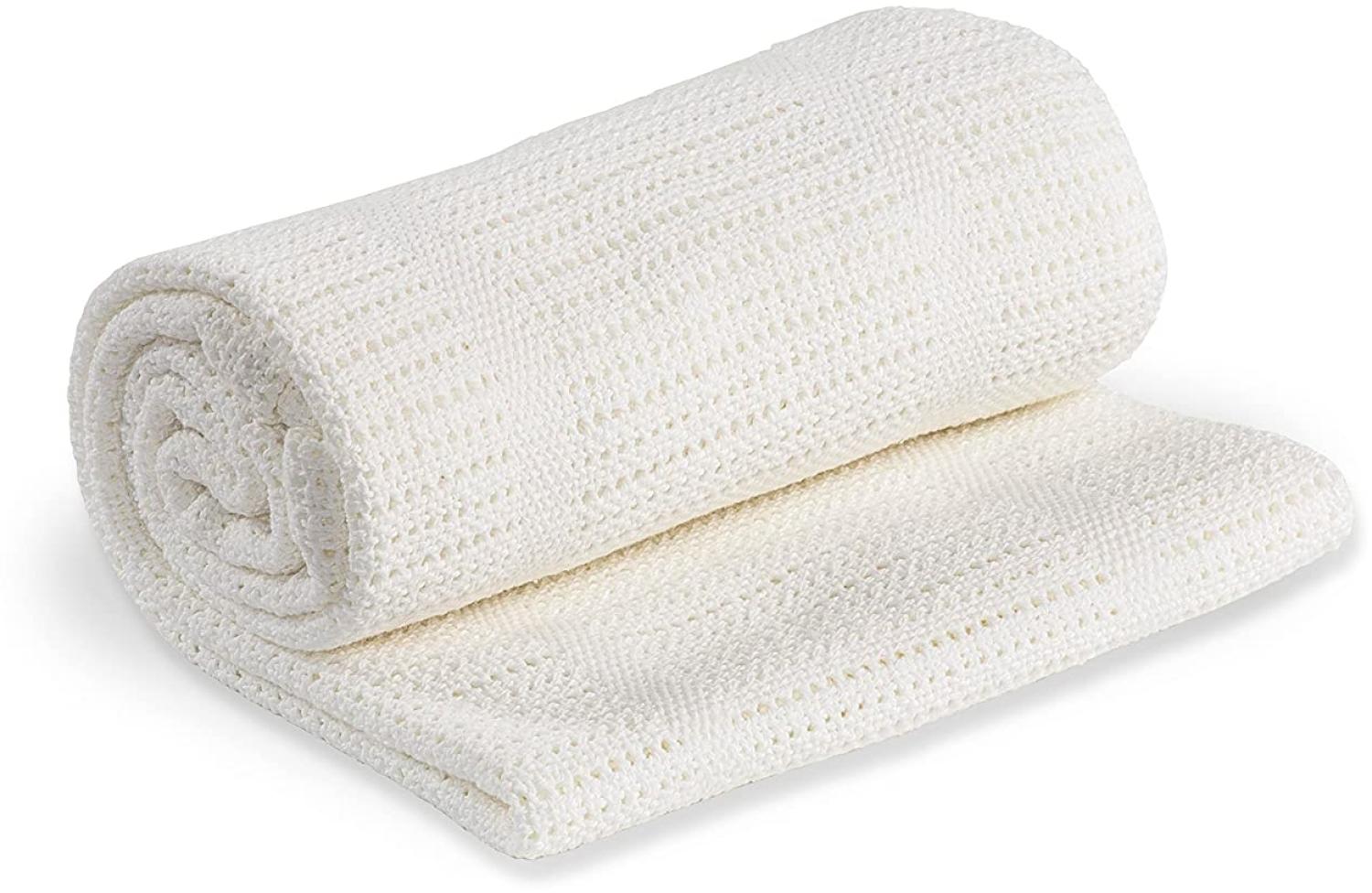 Lulujo Strickdecke weiß, 100x80 cm Bild 1