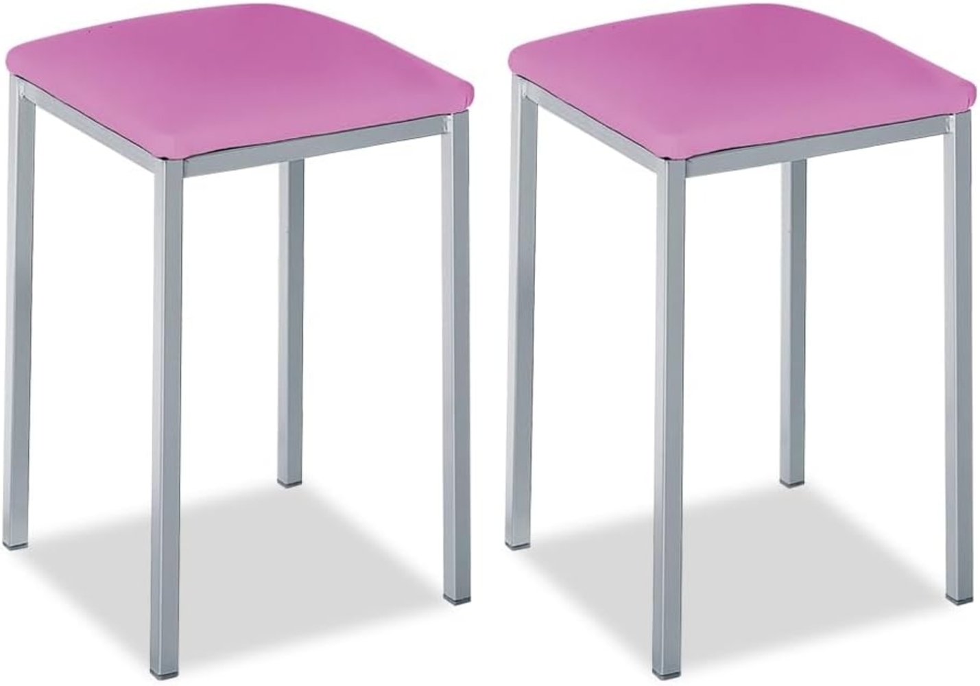 ASTIMESA Zwei Küchenhocker, quadratisch, Kunstleder, Rosa, Sitzhöhe 45 cm. Bild 1
