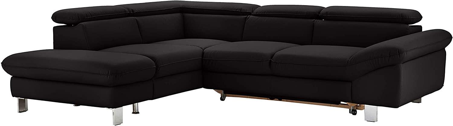 Mivano Ecksofa Driver mit Ottomane links, Ledercouch mit Bettfunktion und Bettkasten klein, Inkl. verstellbare Kopfstützen, 266 x 73 x 214, Kunstleder, Schwarz Bild 1