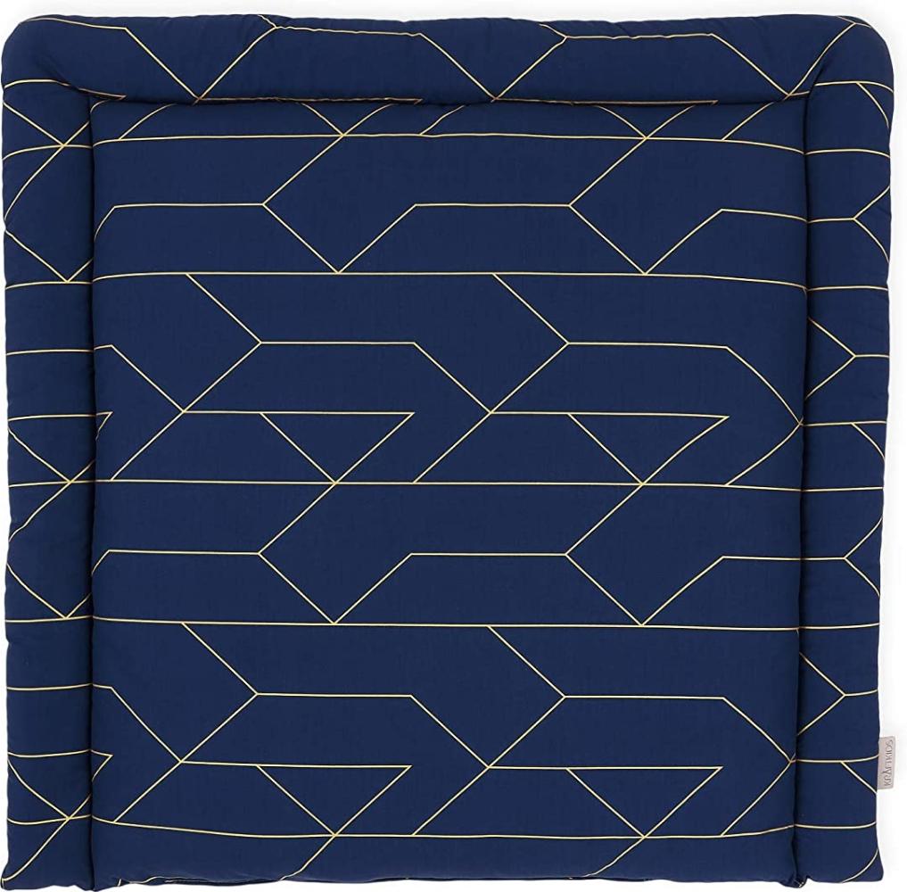 KraftKids Wickelauflage in goldene Linien auf Dunkelblau, Wickelunterlage 75x70 cm (BxT), Wickelkissen Bild 1