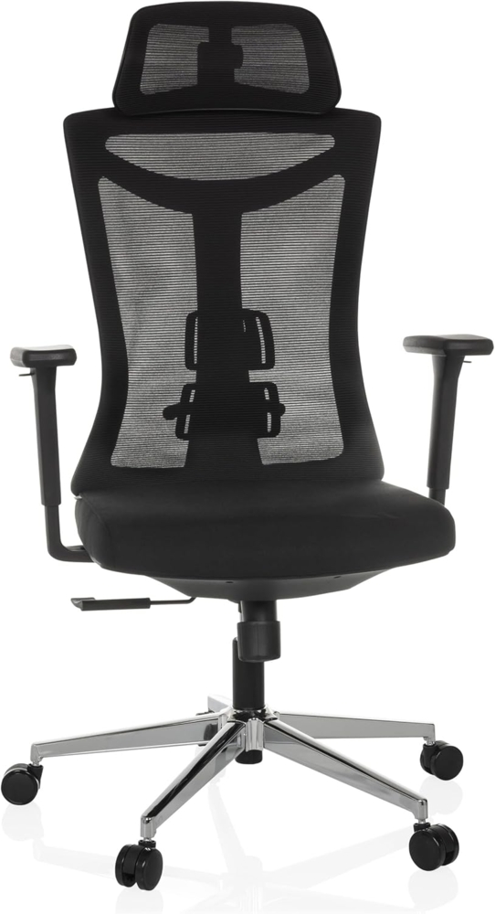 hjh OFFICE Bürostuhl ergonomisch KAMIAK Drehstuhl mit 3D-Kopfstütze, Rückenlehne mit höhenverstellbare Lordosenstütze, Schwarz Bild 1