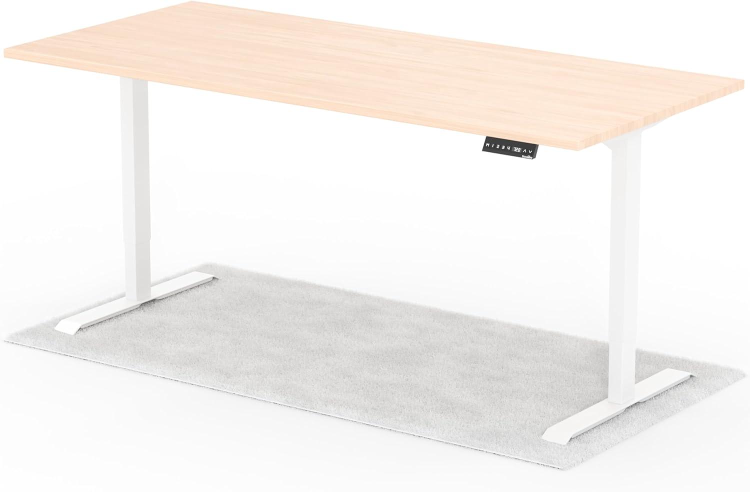 elektrisch höhenverstellbarer Schreibtisch DESK 200 x 90 cm - Gestell Weiss, Platte Eiche Bild 1