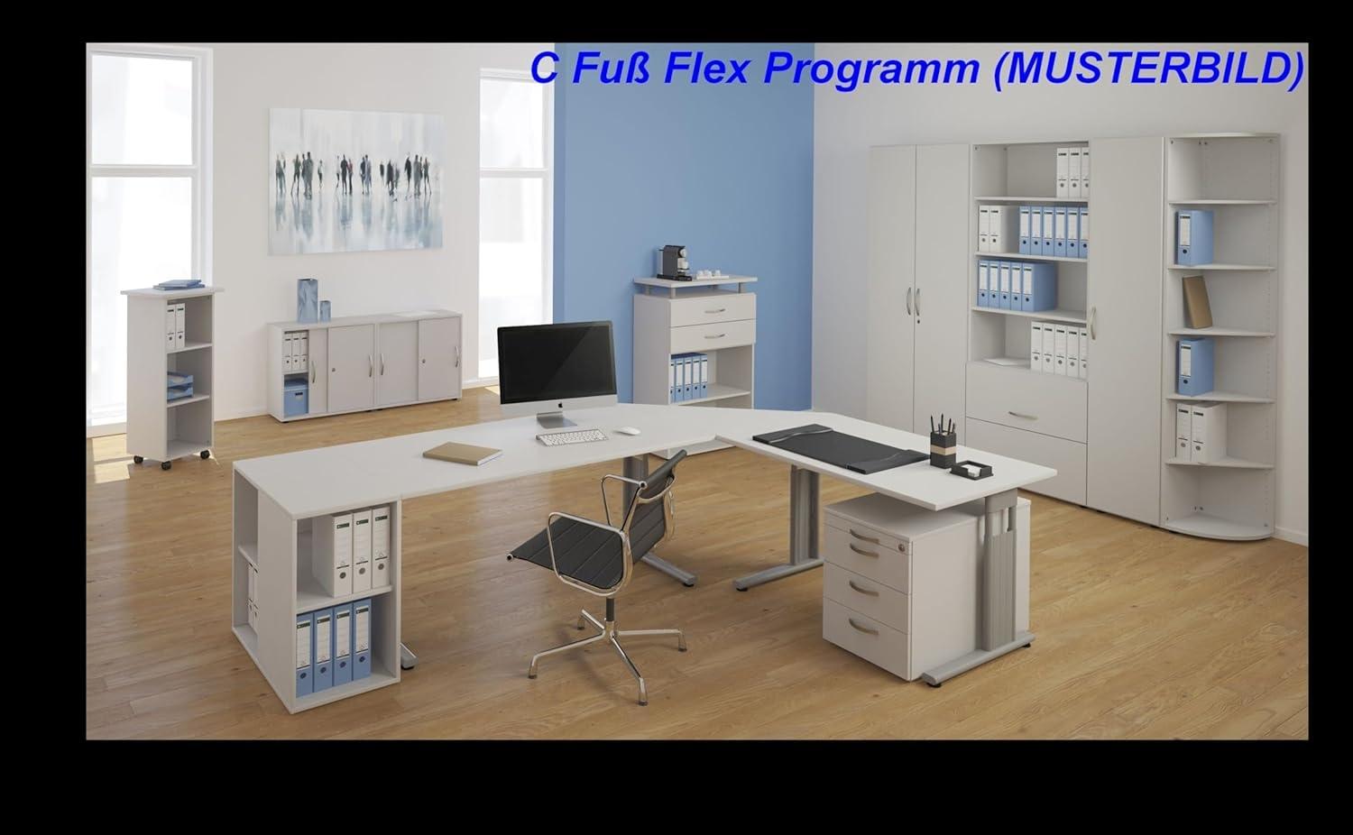 Schreibtisch 'C Fuß Flex' 160x80 cm, Nussbaum / Silber Bild 1