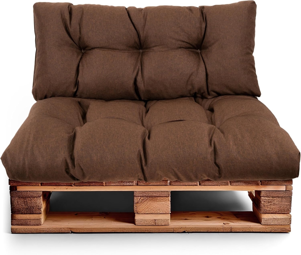 Best Wool Palettenkissen Set – Sitzkissen für Europaletten – Palettenpolster, Gefüllt mit Granuliertem Poulirette-Schaum – Inkl. Sitzkissen 120x80 +Rückenlehne 120x40 Bild 1