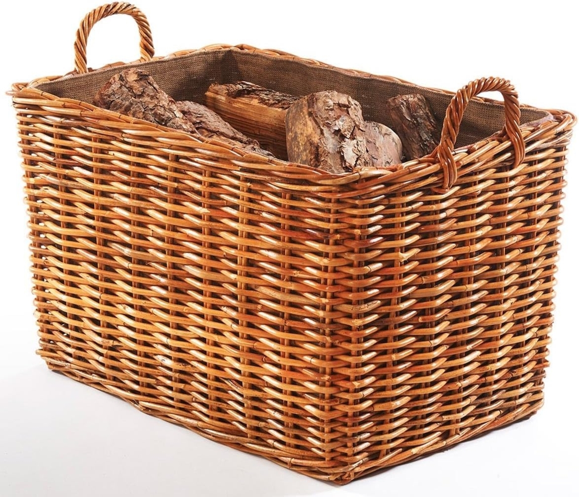 Kobolo Kaminholzkorb Holzkorb Rattan lacak mit abnehmbarem Leinenstoff Bild 1