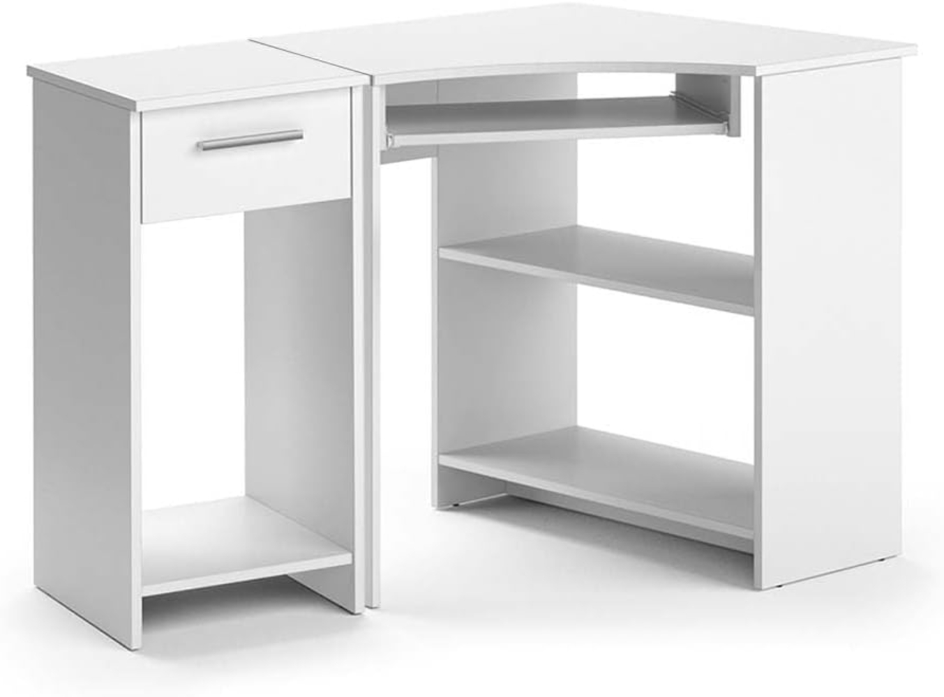 Eckschreibtisch Odin Weiß 83 x 76 cm Set mit PC-Schrank Vicco Bild 1