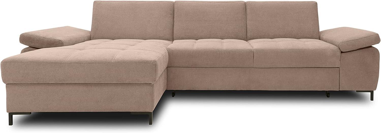 DOMO Collection Curacao Ecksofa, Eckcouch mit Federkern, Sofa mit Armlehnfunktion in L-Form, Schlaffunktion, Coffee, 160 x 297 cm Bild 1