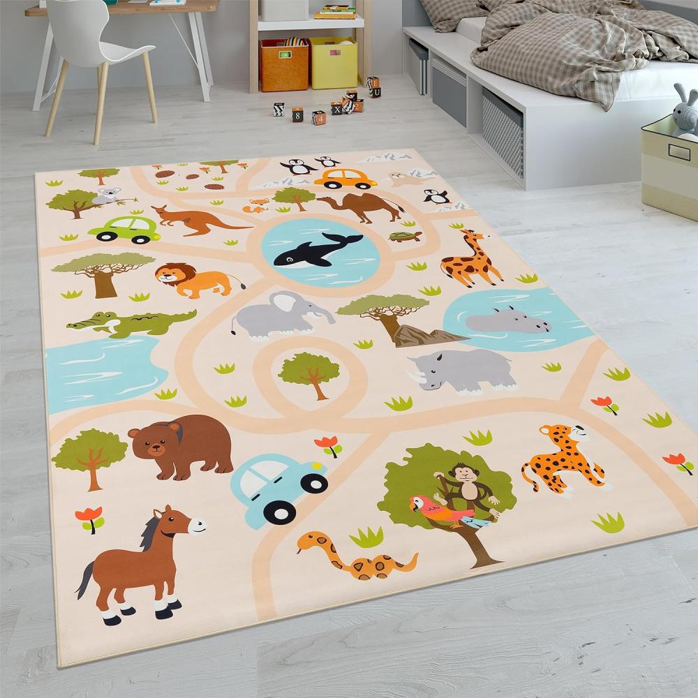 Paco Home Kinderteppich Teppich Kinderzimmer Spielteppich Junge Mädchen Modern rutschfest, Grösse:120x160 cm, Farbe:Bunt 2 Bild 1