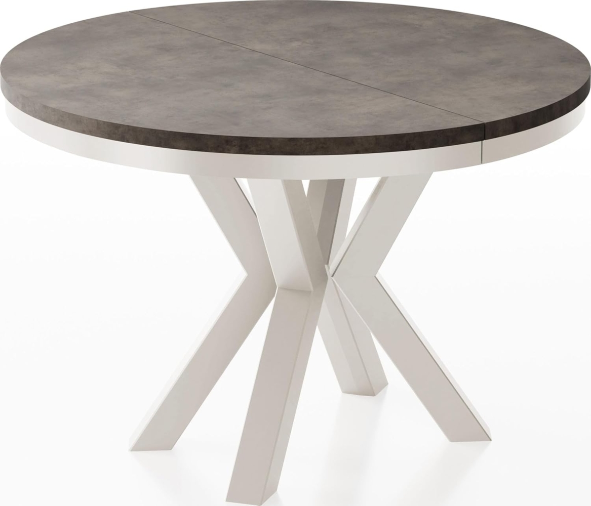 WFL GROUP Esstisch Clara Cashmere (erhältlich in zwei Größen – 100/120 cm, ausziehbar auf 180/200 cm), platzsparender Industrial Tisch in Holzoptik für Wohnzimmer oder Küche Bild 1