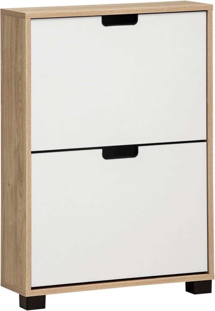 Schildmeyer Schuhschrank Schuhkipper Emmik 159443, weiß Eiche Dekor/weiß matt, 59,8 x 19,5 x 85,2 cm Bild 1