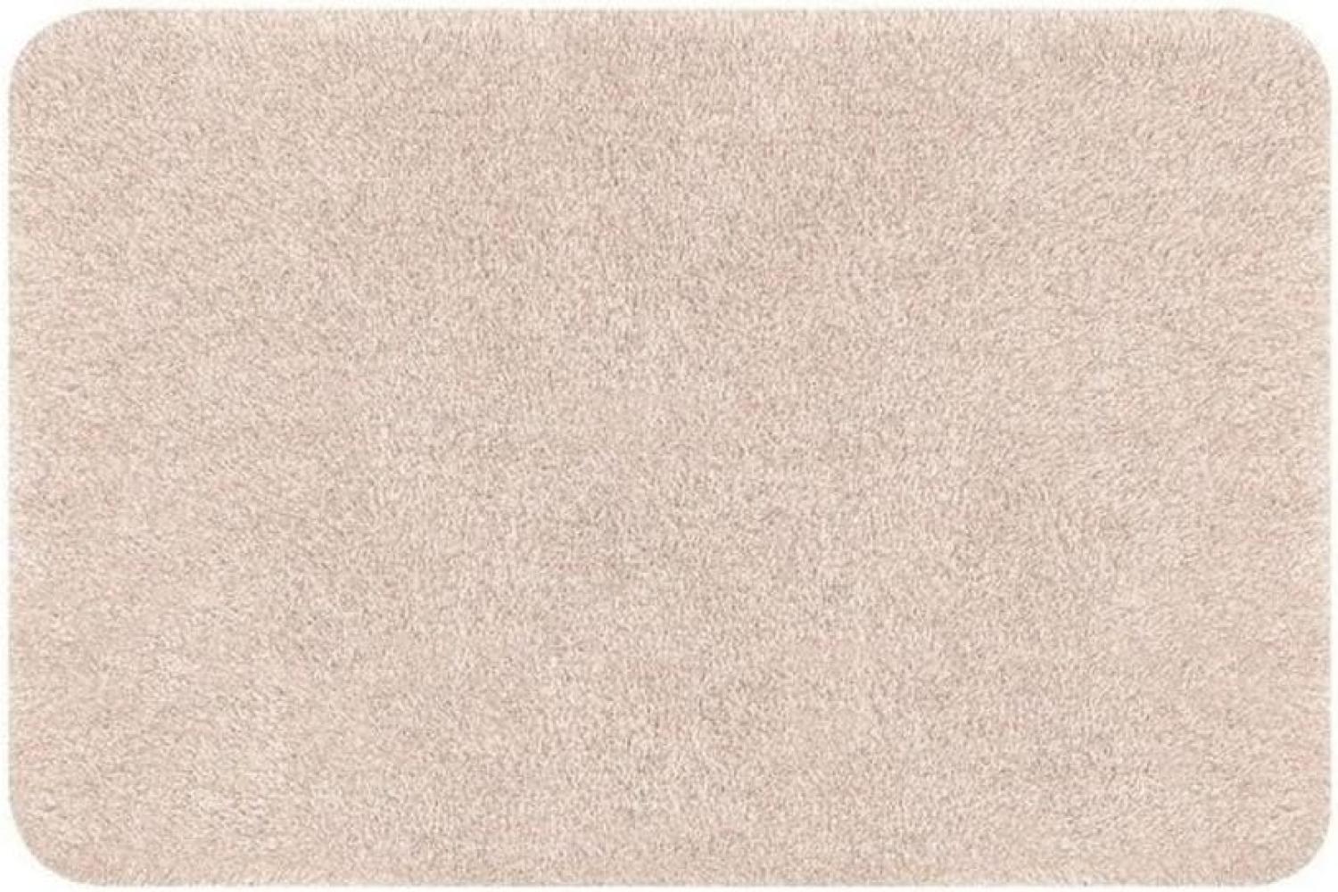 Spirella Badteppich Badvorleger Duschvorleger "Brizzolo Supersoft" Hochflor waschbar, rutschfest Badematte 55x65 cm – Beige Bild 1