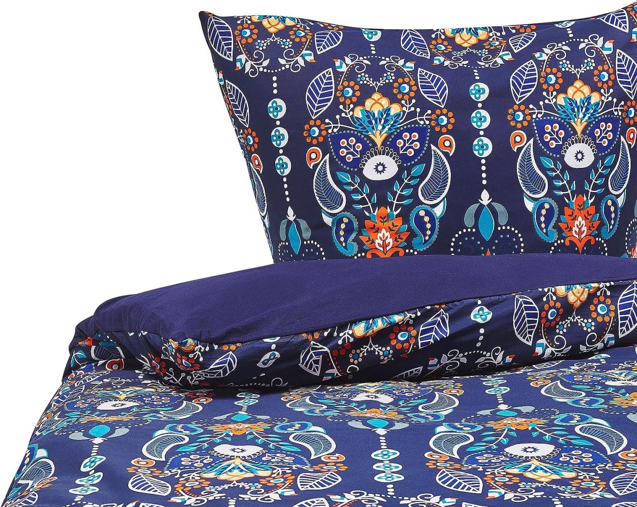 Bettwäsche-Set Orientalisches Muster MADRONA 155x220 cm Baumwoll-Satin Dunkelblau Bild 1