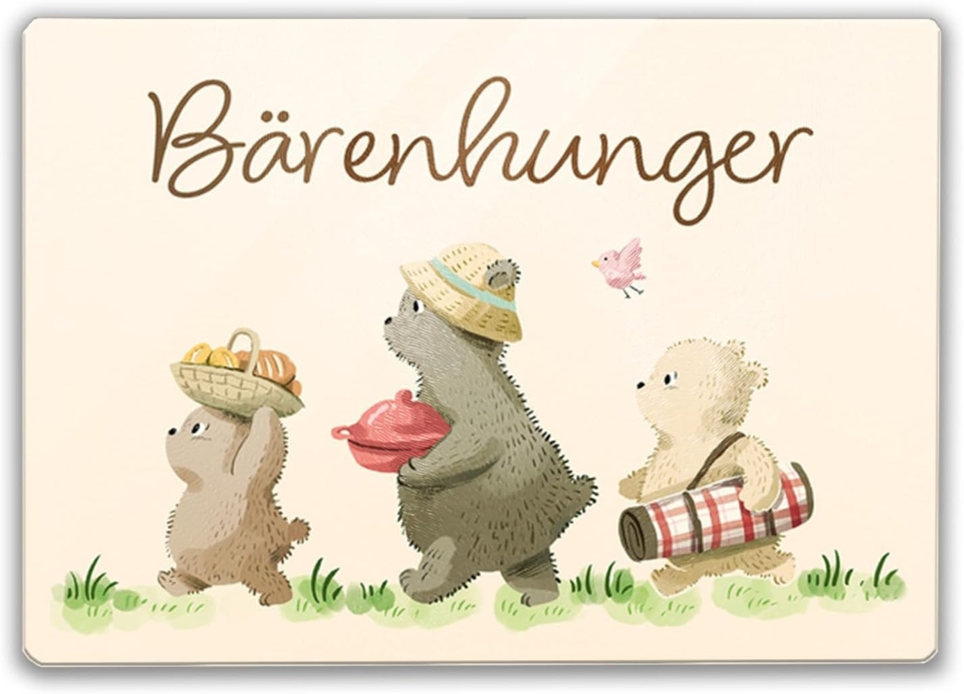 speecheese Schneidebrett Bären Familie Schneidebrett aus Glas Glas mit Spruch Bärenhunger Bild 1