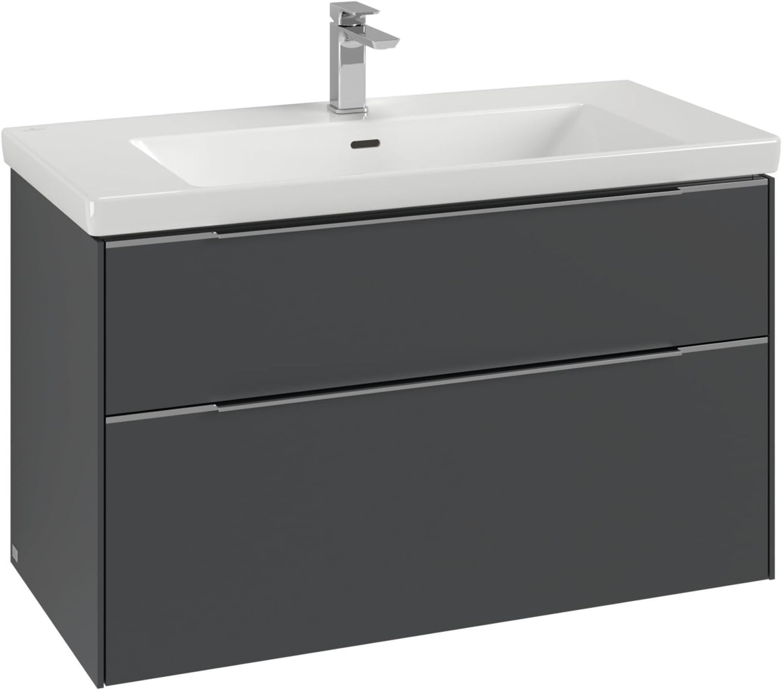 Villeroy & Boch Subway 3.0, 973 x 576 x 478 mm, Waschbeckenunterschrank, 2 Auszüge, C57002, Farbe: Front/Korpus: Kansas Oak, Griff: Volcano Black - C57001RH Bild 1