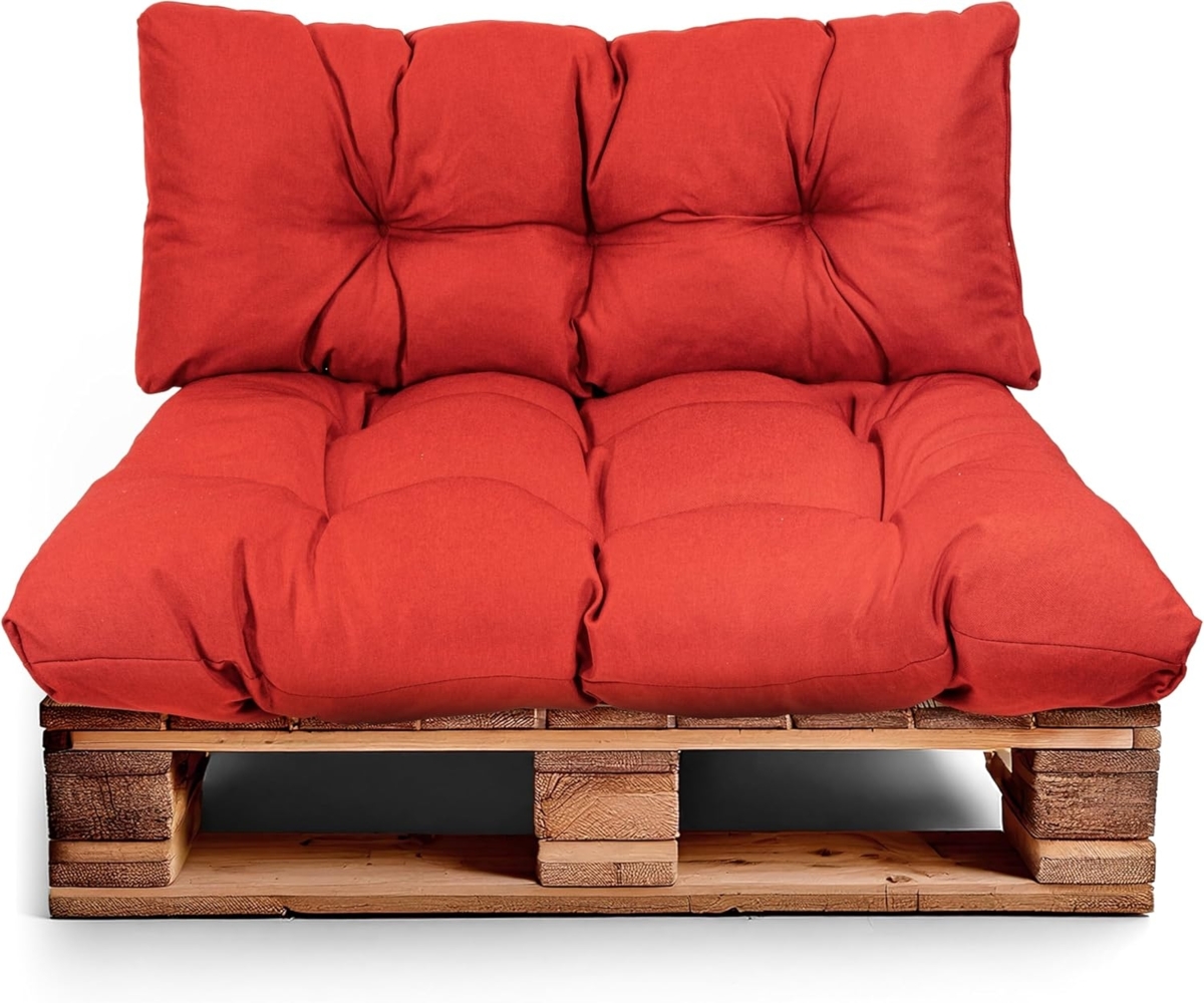 Best Wool Palettenkissen Set – Sitzkissen für Europaletten – Palettenpolster, Gefüllt mit Granuliertem Poulirette-Schaum – Inkl. Sitzkissen 120x80 +Rückenlehne 120x40 Bild 1